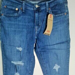 NWT Women's W31 L27 Mid Rise Boyfriend Hypersoft Jeans Dark Blue size 12